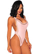 Light Pink Cross Back Studded High Cut Bodysuit